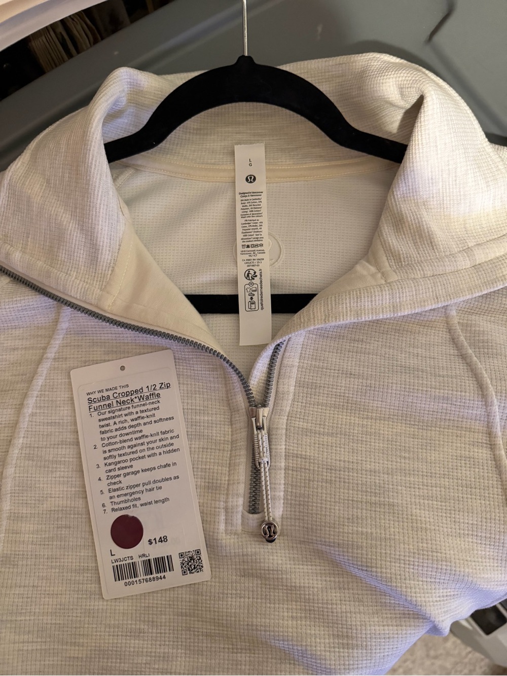 Lululemon Scuba Cropped Half-Zip Funnel Neck Waffle in Heathered Core - Picture 5 of 8